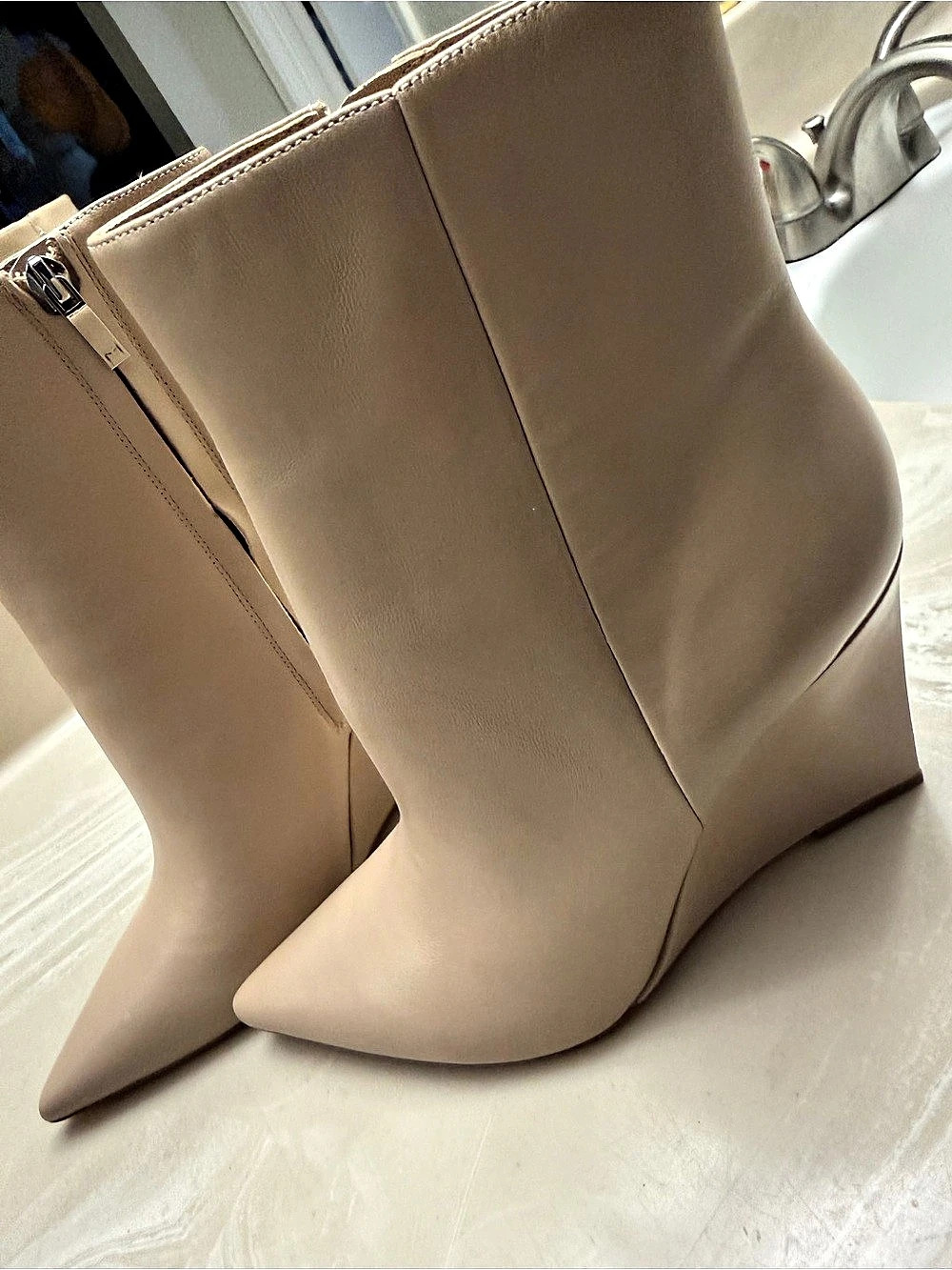 Marc Fisher Wedge Bootie Pointed Toe Brown Boots